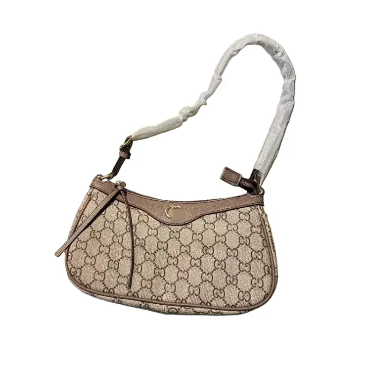Beige Monogram Canvas Half-Moon Shoulder Bag — merchant catalogue photo