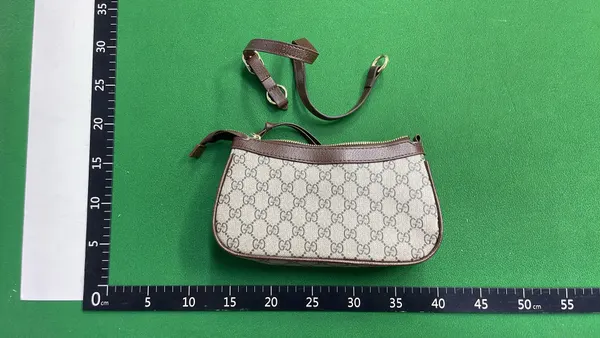 Beige Monogram Canvas Half-Moon Shoulder Bag — warehouse QC photo 2