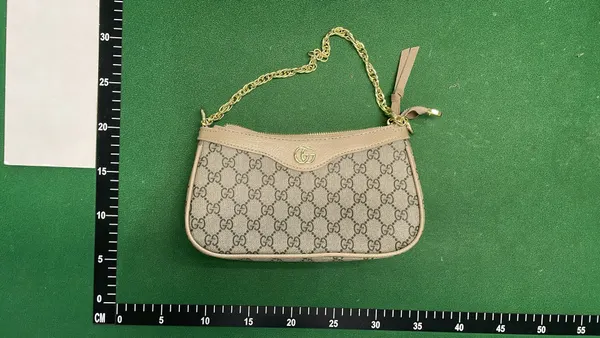 Beige Monogram Canvas Half-Moon Shoulder Bag — warehouse QC photo 4