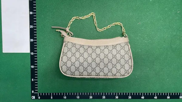 Beige Monogram Canvas Half-Moon Shoulder Bag — warehouse QC photo 5
