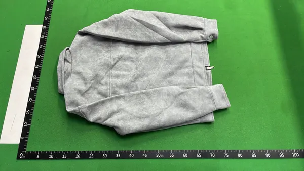 Grey Faux Suede Zip Trucker Jacket — warehouse QC photo 3