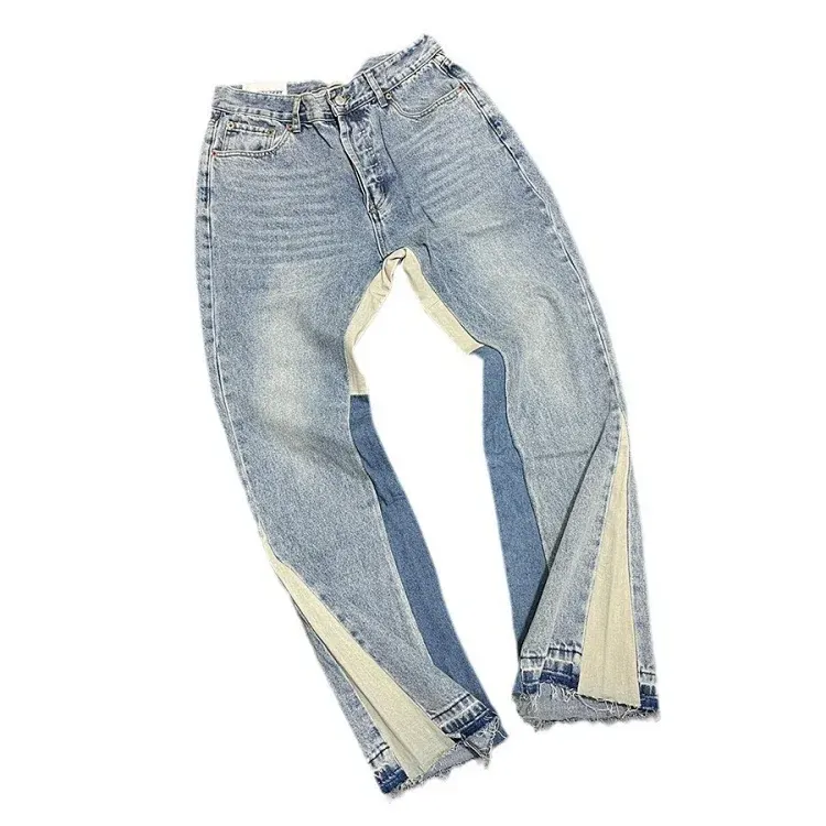 Light Wash Flared Jeans With Contrast Panels — merchant catalogue photo