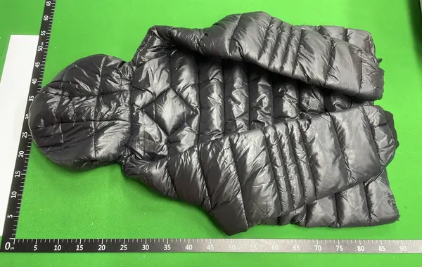 Black Lightweight Quilted Puffer Jacket — warehouse QC photo 2
