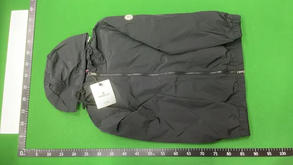 Black Hooded Lightweight Windbreaker Jacket (Black) — warehouse QC photo 6