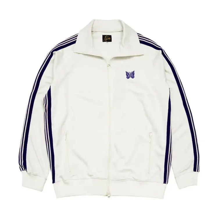 Cream Track Jacket With Navy Side Stripes — merchant catalogue photo