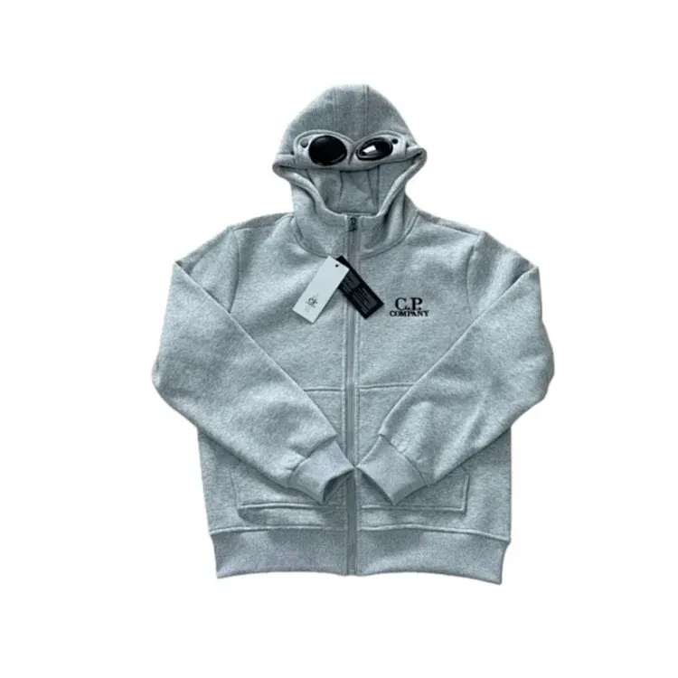 Grey Zip-Up Hooded Jacket With Lens Detail — merchant catalogue photo