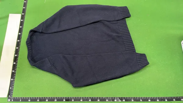 Navy Knit Crewneck Sweater With Flag Motif — warehouse QC photo 3