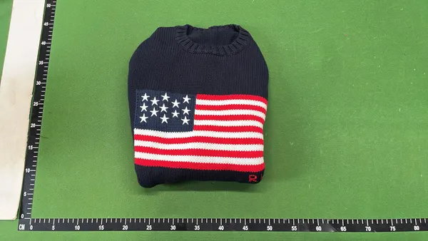 Navy Knit Crewneck Sweater With Flag Motif — warehouse QC photo 4