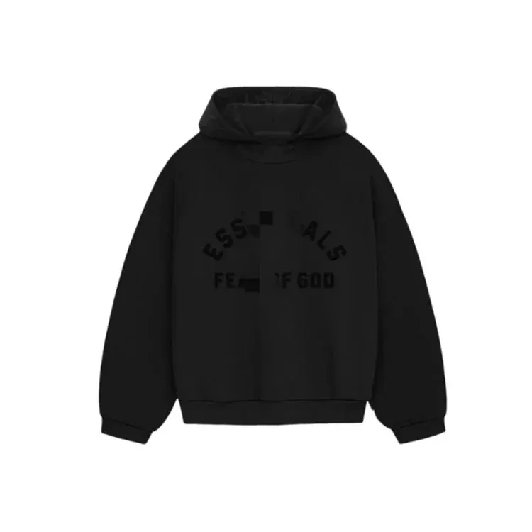 Black Oversized Hoodie With Tonal Chest Print — merchant catalogue photo