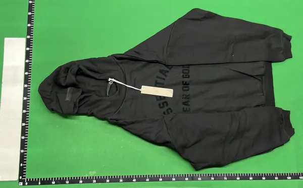 Black Oversized Hoodie With Tonal Chest Print — warehouse QC photo 6