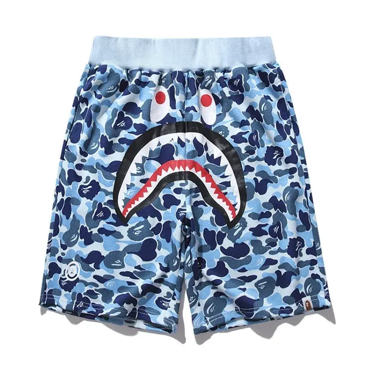 Blue Camo Toothy-Face Graphic Sweat Shorts — merchant catalogue photo