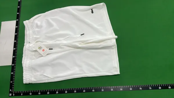 White Drawstring Knit Sweat Shorts — warehouse QC photo 2