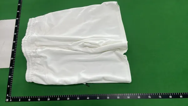 White Drawstring Knit Sweat Shorts — warehouse QC photo 3
