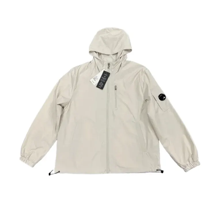 Ivory Hooded Zip Jacket With Sleeve Badge — merchant catalogue photo