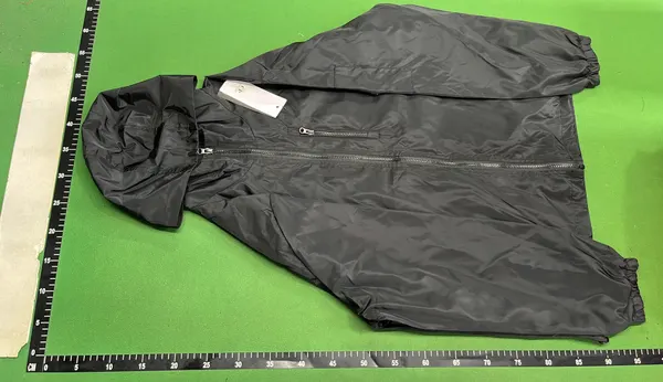 Ivory Hooded Zip Jacket With Sleeve Badge — warehouse QC photo 2