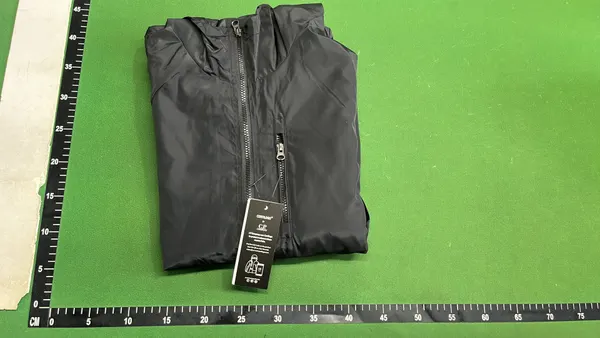 Ivory Hooded Zip Jacket With Sleeve Badge — warehouse QC photo 4