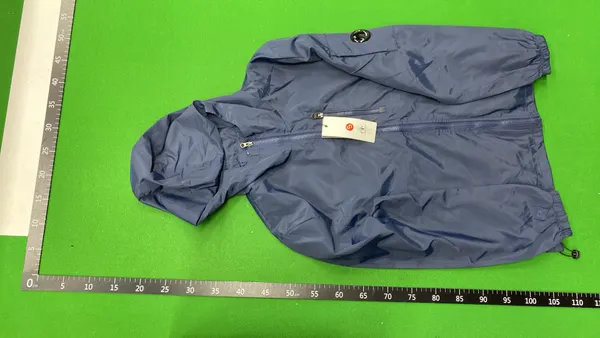 Ivory Hooded Zip Jacket With Sleeve Badge — warehouse QC photo 6