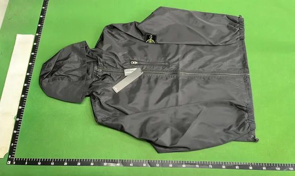 Ivory Lightweight Hooded Zip Windbreaker Jacket — warehouse QC photo 2