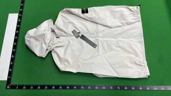 Ivory Lightweight Hooded Zip Windbreaker Jacket — warehouse QC photo 6
