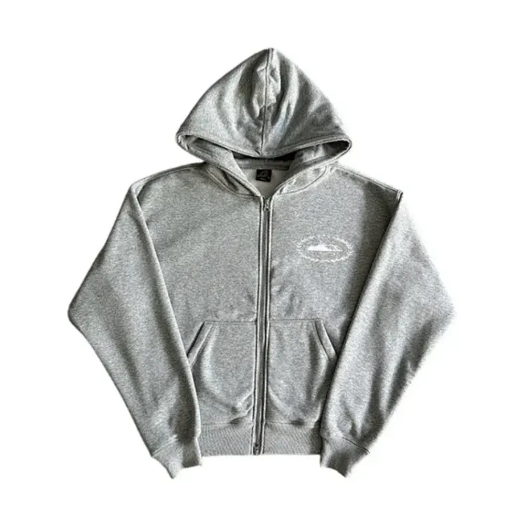 Grey Zip-Up Hooded Jacket With Kangaroo Pocket — merchant catalogue photo