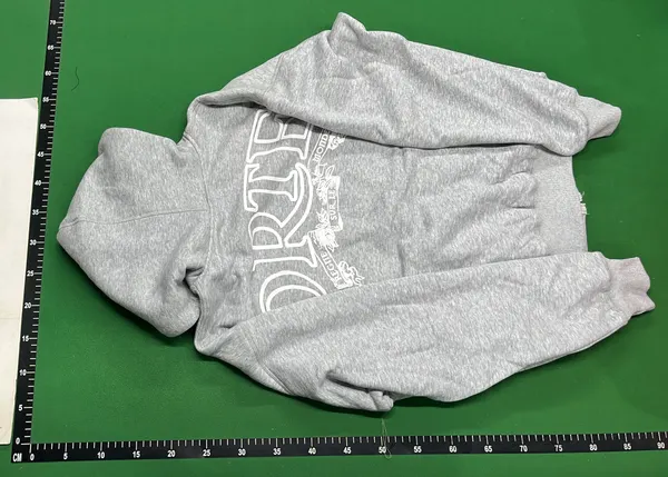 Grey Zip-Up Hooded Jacket With Kangaroo Pocket — warehouse QC photo 3