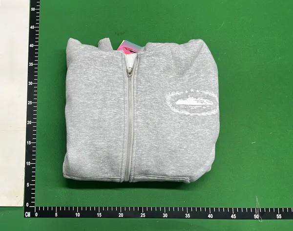 Grey Zip-Up Hooded Jacket With Kangaroo Pocket — warehouse QC photo 4