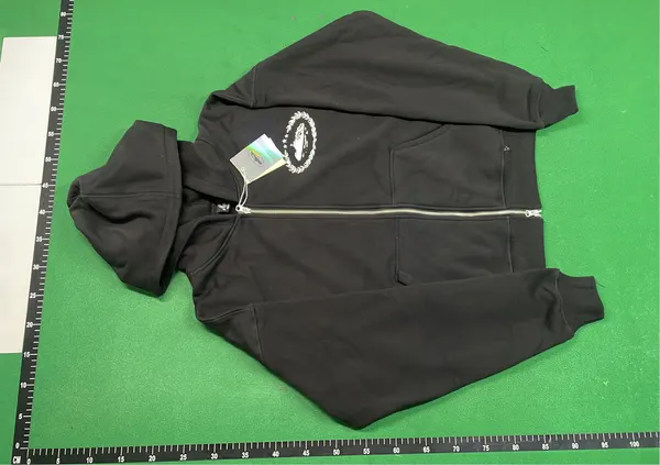 Grey Zip-Up Hooded Jacket With Kangaroo Pocket — warehouse QC photo 6