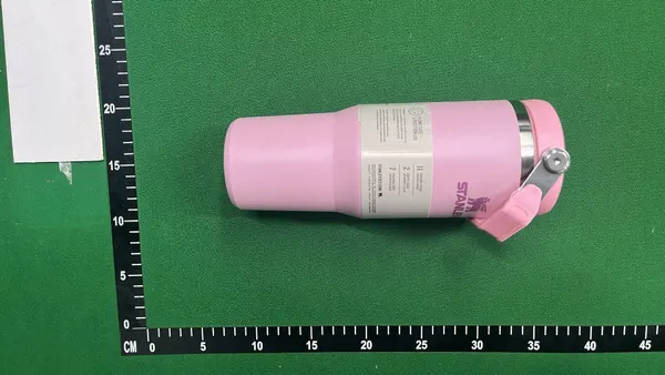 Cream Insulated Flip Straw Tumbler With Handle — warehouse QC photo 6