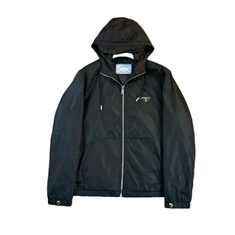 Black Nylon Hooded Zip-Up Windbreaker Jacket — merchant catalogue photo