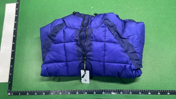 Black Hooded Puffer Jacket With Grid Quilting — warehouse QC photo 4