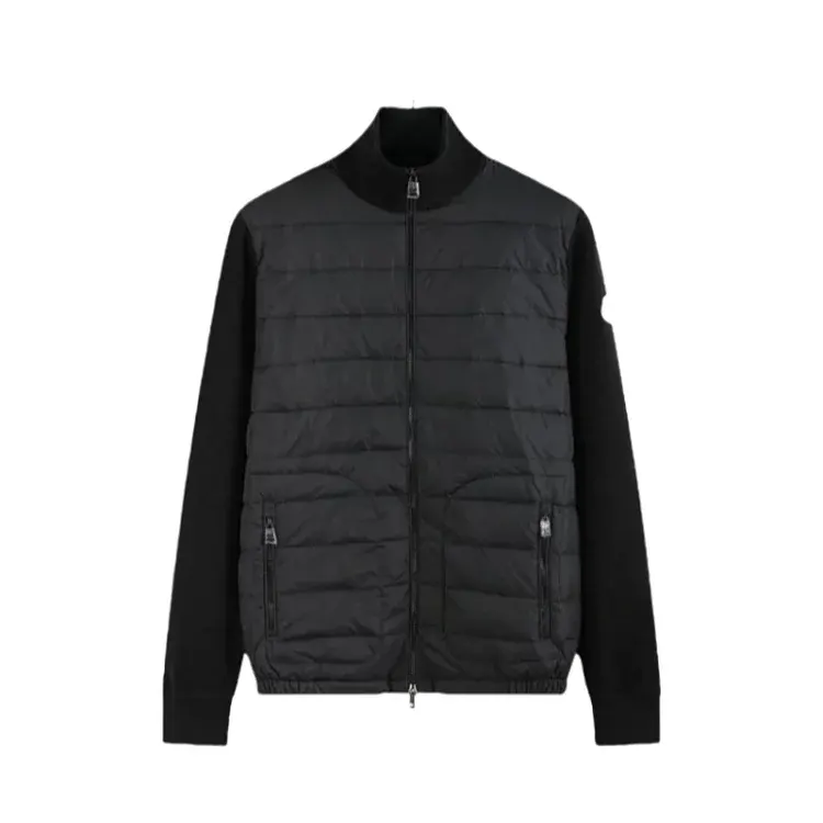 Black Quilted Panel Jacket With Knit Sleeves — merchant catalogue photo