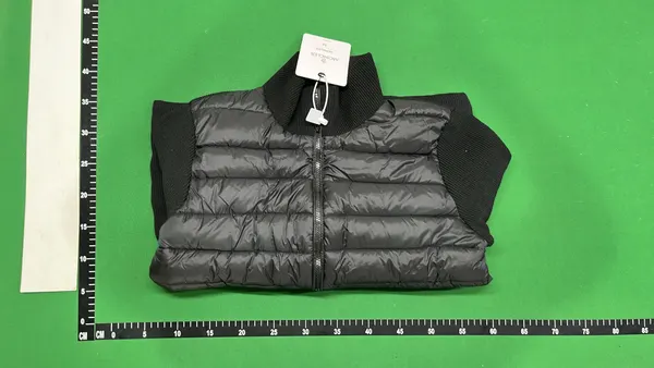 Black Quilted Panel Jacket With Knit Sleeves — warehouse QC photo 4