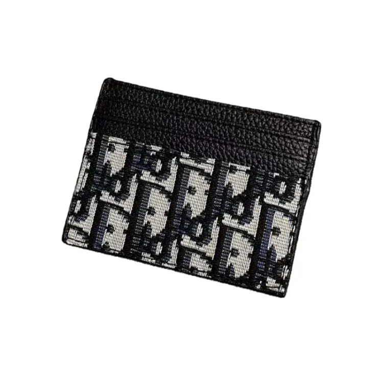 Navy Monogram Card Holder With Leather Trim — merchant catalogue photo