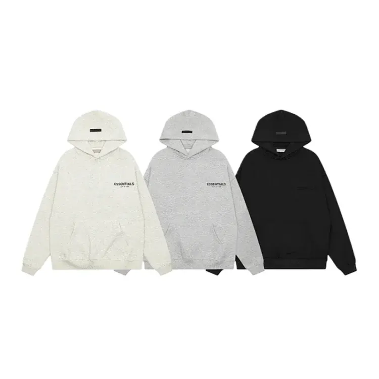 Grey Pullover Hoodie With Chest Text Print — merchant catalogue photo