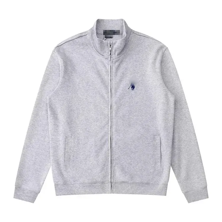 Grey Zip-Up Sweatshirt Jacket With Stand Collar — merchant catalogue photo