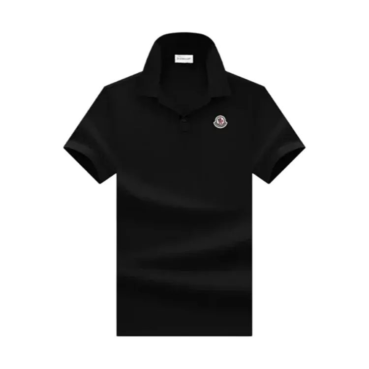 Black Piqué Cotton Short-Sleeve Polo Shirt — merchant catalogue photo