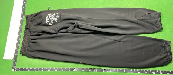 Heather Gray Cuffed Fleece Sweatpants — warehouse QC photo 6