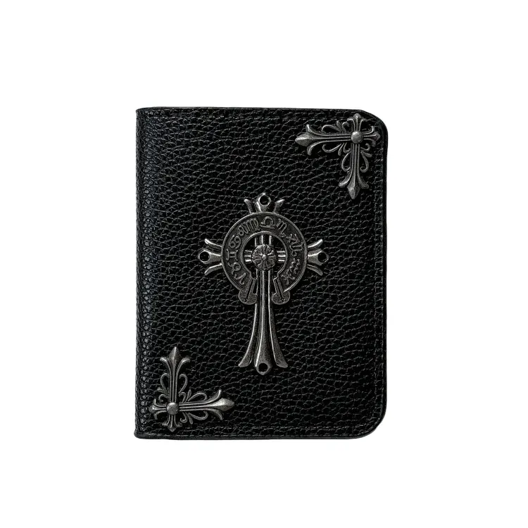 Black Leather Card Holder With Cross Hardware — merchant catalogue photo