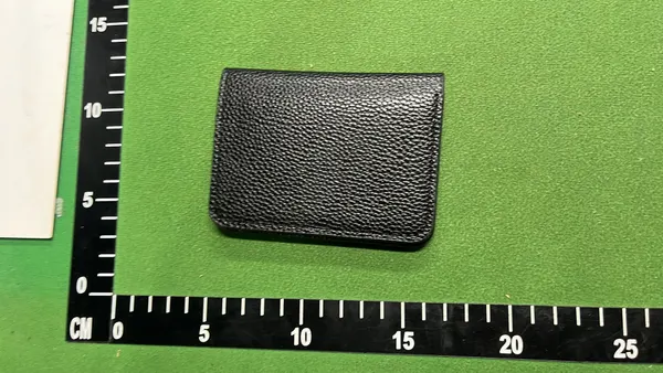 Black Leather Card Holder With Cross Hardware — warehouse QC photo 2