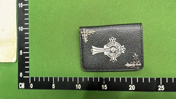 Black Leather Card Holder With Cross Hardware — warehouse QC photo 4