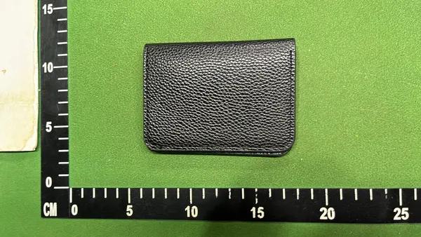 Black Leather Card Holder With Cross Hardware — warehouse QC photo 5