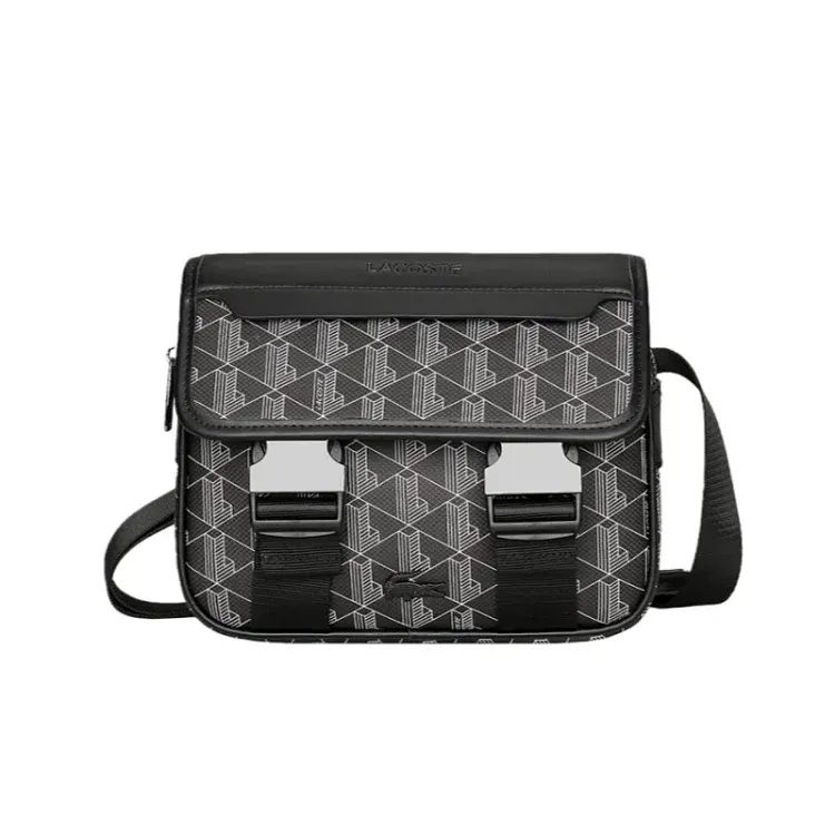 Black Geometric Print Crossbody Messenger Bag — merchant catalogue photo