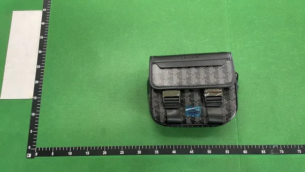 Black Geometric Print Crossbody Messenger Bag — warehouse QC photo 1