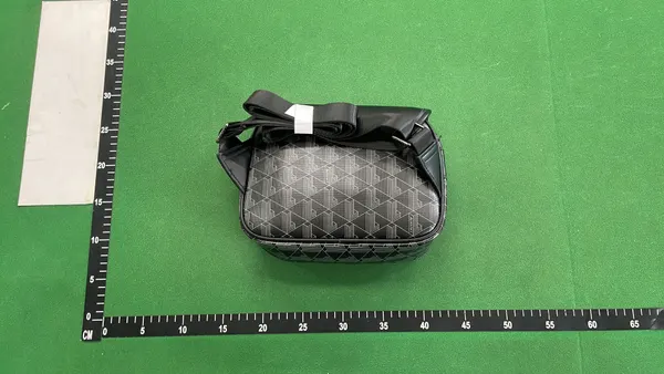 Black Geometric Print Crossbody Messenger Bag — warehouse QC photo 2