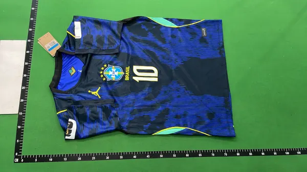Yellow Number Print Short Sleeve Football Jersey (#2) — warehouse QC photo 2