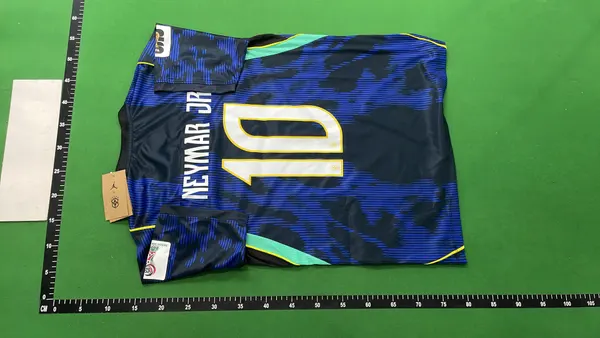 Yellow Number Print Short Sleeve Football Jersey (#2) — warehouse QC photo 3