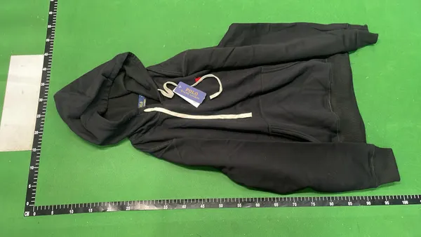 Navy Pullover Hoodie With Kangaroo Pocket — warehouse QC photo 2