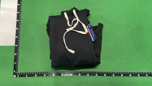 Navy Pullover Hoodie With Kangaroo Pocket — warehouse QC photo 4