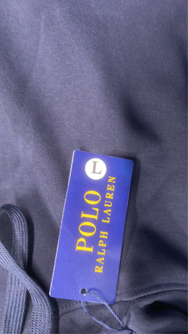 Navy Pullover Hoodie With Kangaroo Pocket — warehouse QC photo 5