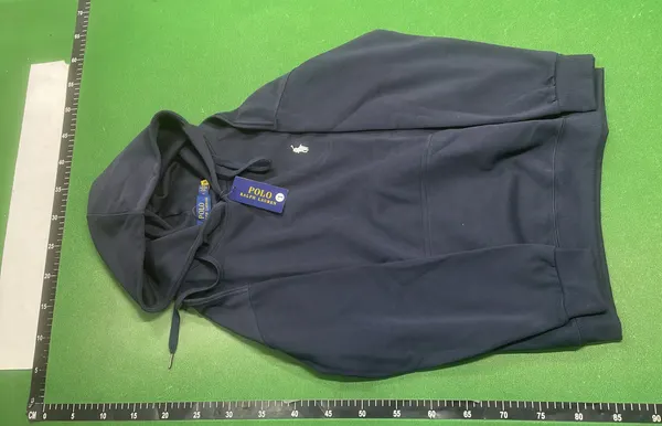 Navy Pullover Hoodie With Kangaroo Pocket — warehouse QC photo 6